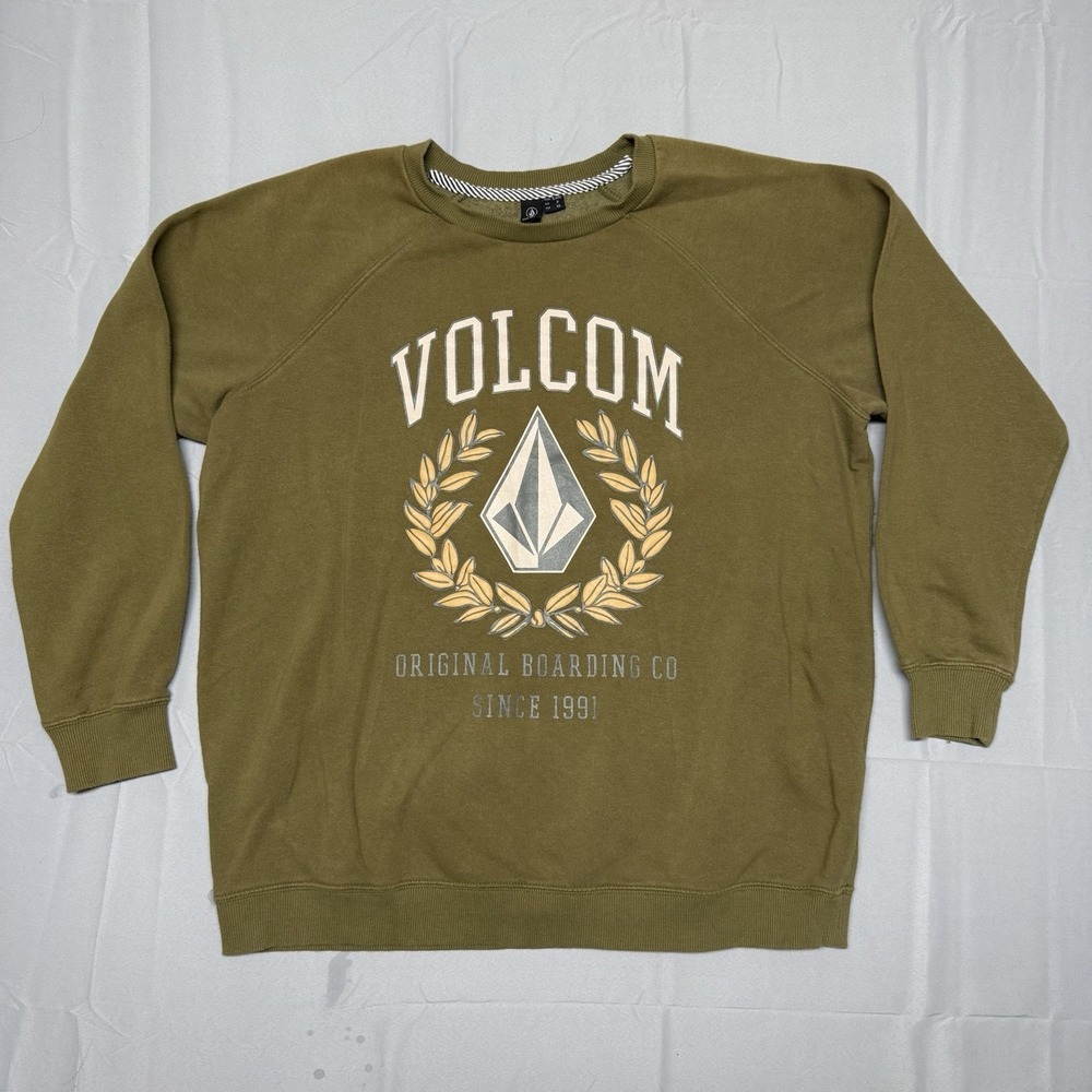 Women's Volcom Stone‎ Magic Boyfriend Crewneck Sweater Green Graphic